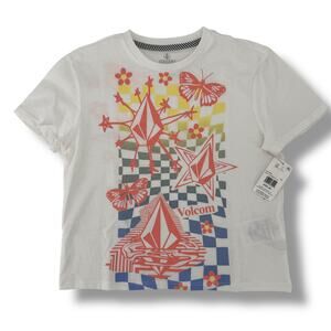 Volcom Truly Stoked Butterefly Print T Shirt Top Girls Sz XXS 4 Logo